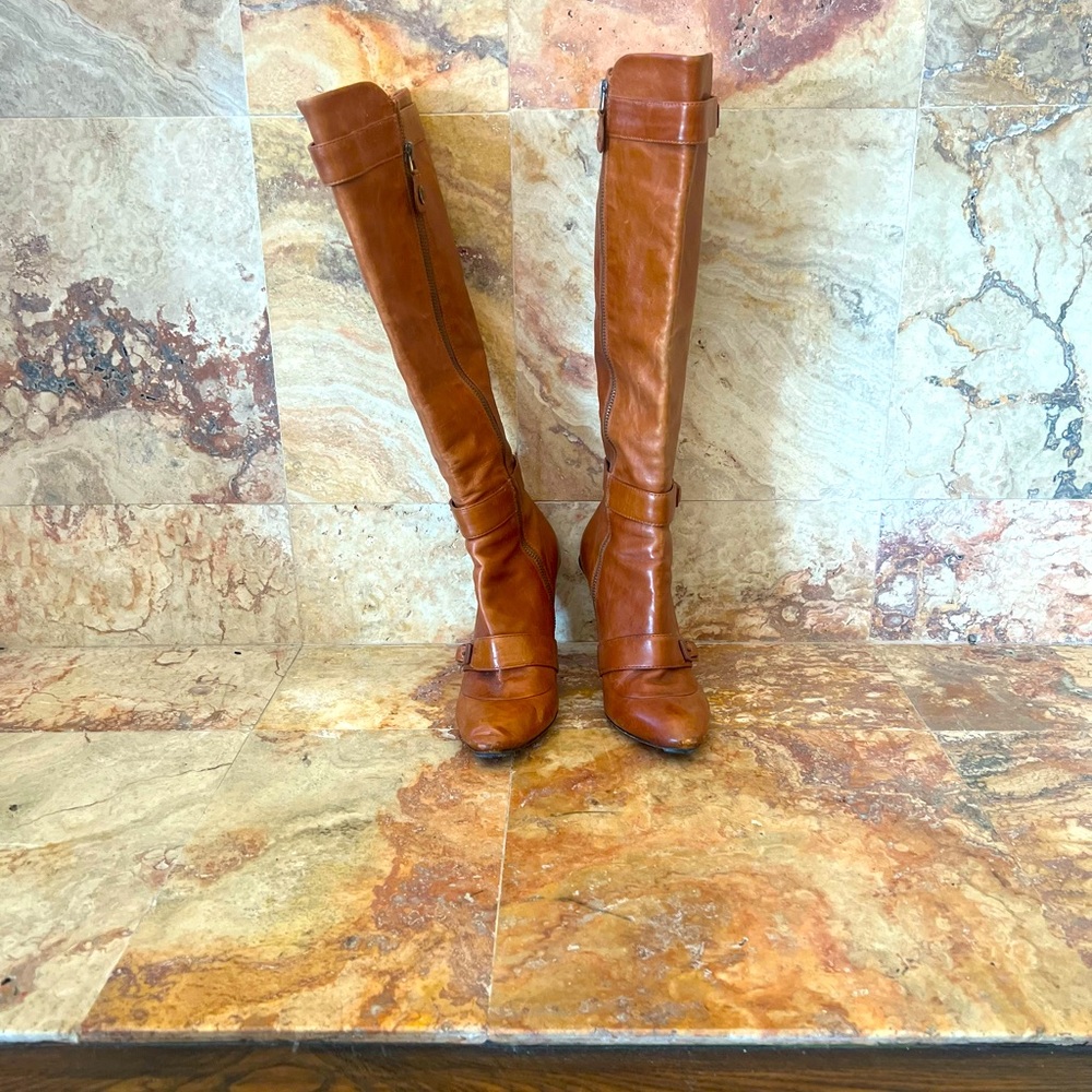 Tan leather Knee hi boots